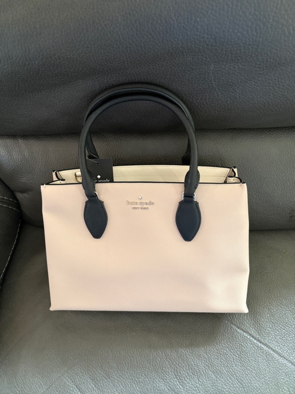 Kate spade medium satchel colorblock in warm beige